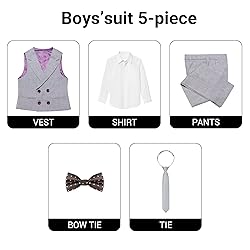 Marvelous World Boys' 5-Piece Formal Vest Suit