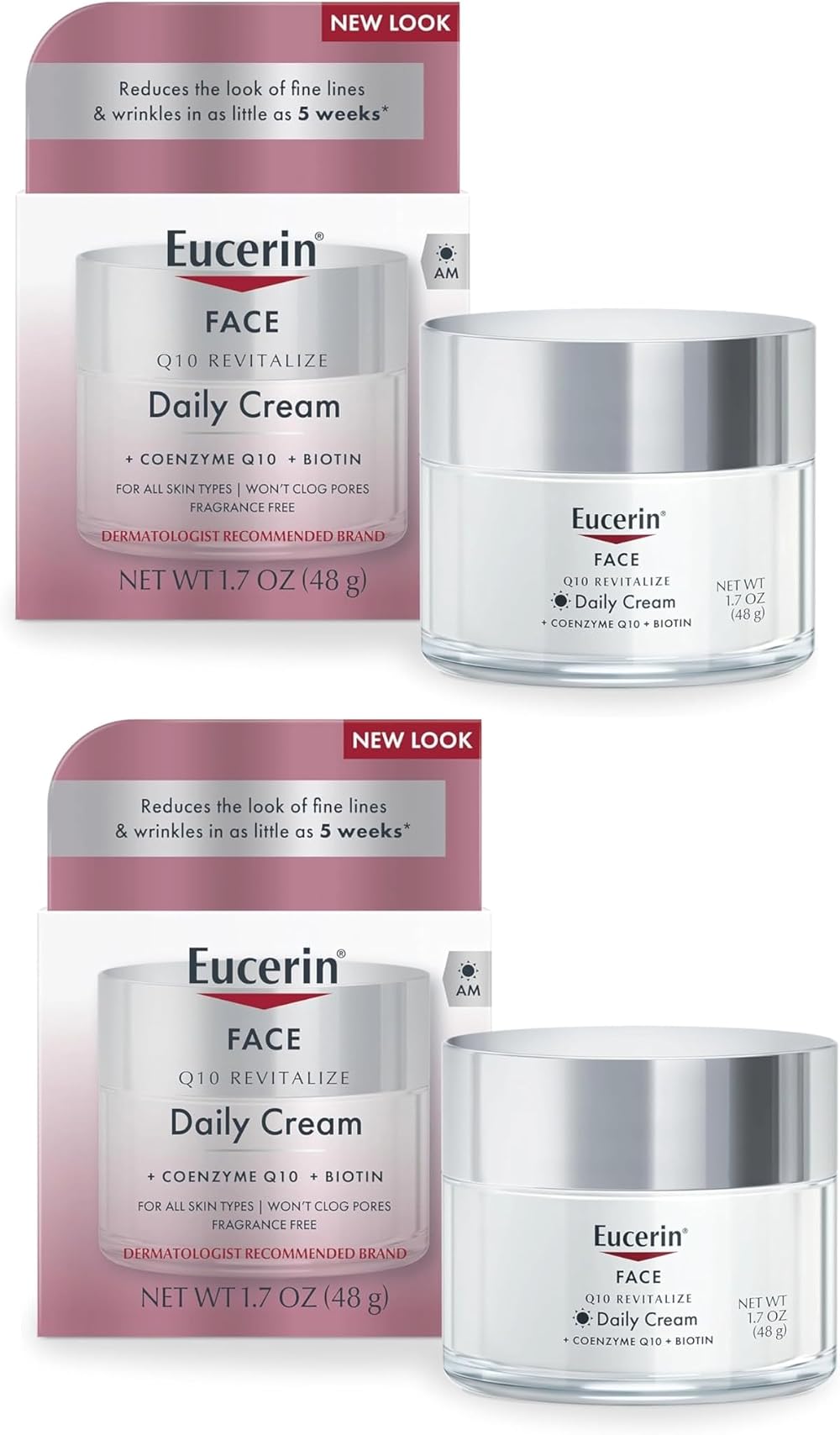 Eucerin Q10 Anti-Wrinkle Face Creme Sensitive Skin 1.70 oz Pack of 2
