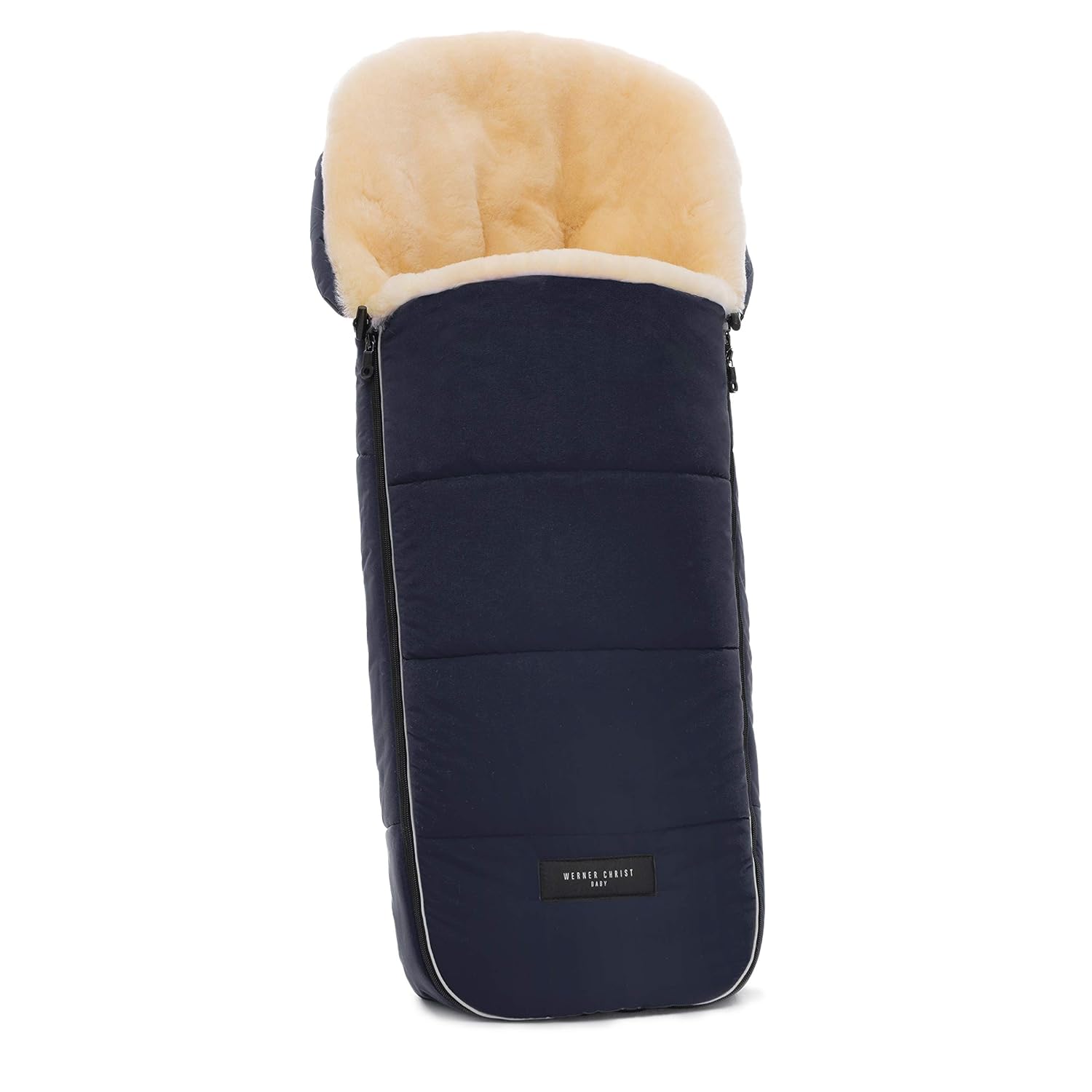 WERNER CHRIST BABY Lammfell-Fußsack FLIMS – kuscheliger Buggy-, Kinderwagen-Fußsack, aus medizinischem Fell, universal, in navy