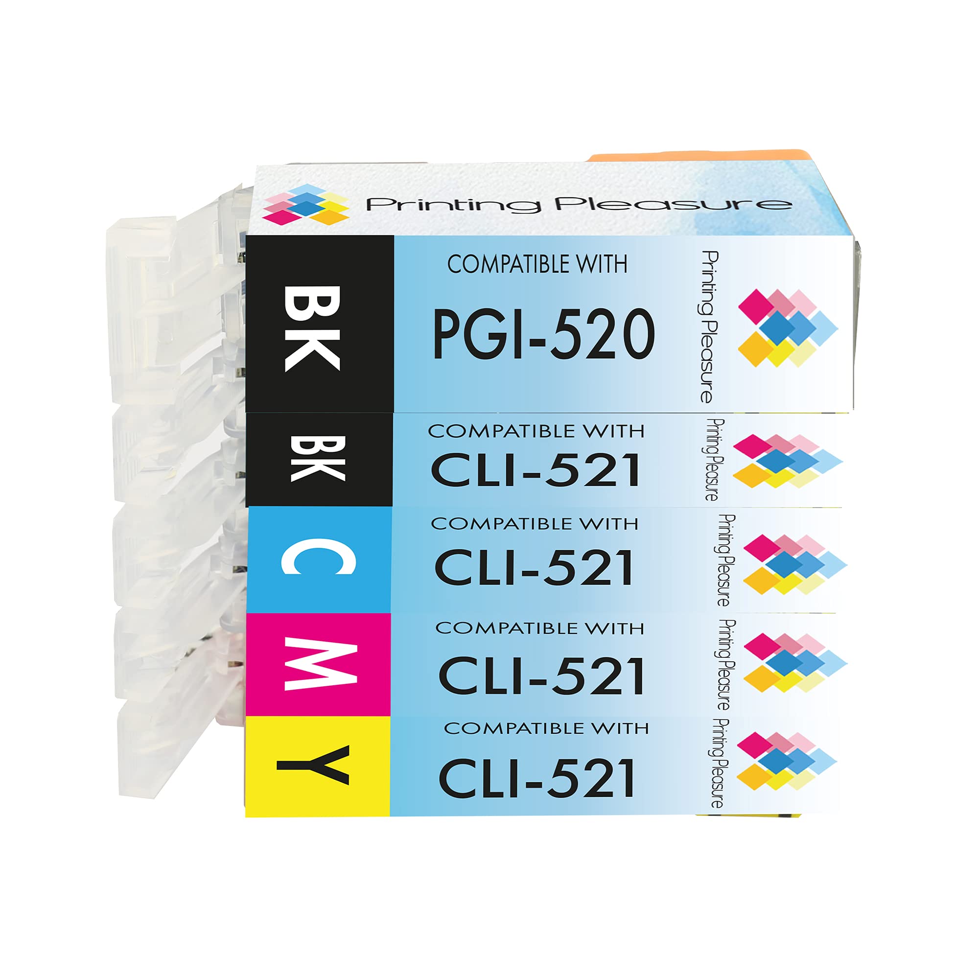 PGI-520XL 521XL Ink Cartridges,Compatible Ink Cartridge Replacement for Pixma MP540 550 560 620 MX860 870 iP3600 4600 4700 -Black/Photo Black/Cyan/Magenta/Yellow,High Capacity(1 SET-5pack)