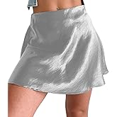Skrtimory Womens Satin Mini Skirt Elastic Waist A Line Silk Mini Short Skirts for Women
