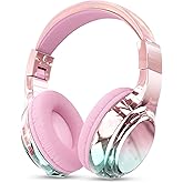QearFun Kids Bluetooth Headphones, 60H Playtime, 74/85/94dB Safe Volume Limit, Metallic Gradient Wireless Headset with HD Mic, Fast Charging, Foldable, Wired 3.5mm Mode for School/Tablet/Travels