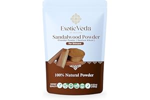 Exotic Veda Organic Pure Sandalwood Powder for Face and Skin | Natural Skincare Sandalwood Scent | Chandan Powder | Aromatic 