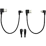 CERRXIAN 9Inch Mini USB Cable Combo Mini USB Right Angle & Left Angle Male to USB Type A 2.0 Right Angle Male Data Sync and C