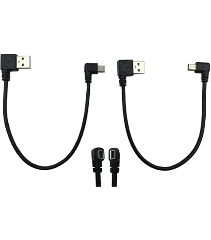 PASOW Mini USB Power Cable 90 Degree Right Angle (No Data Transfer) - USB 2.0 A-Male To Mini-B Car Vehicle Power Suppy Cord For Dash Cam (11.5FT