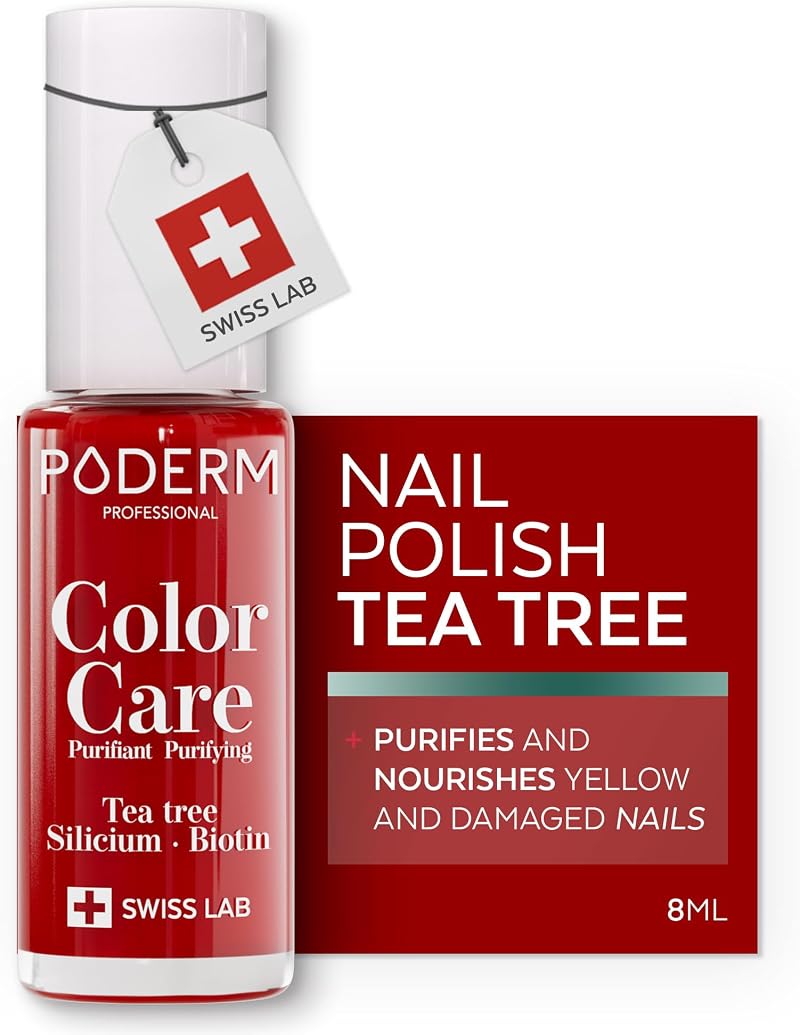 PODERM Nail Care Polish with Tea Tree Power Red 8ML Swiss Lab