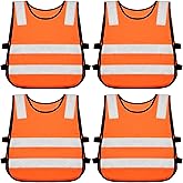 Flutesan 4 Pack Kids Reflective Vest Child Safety Visibility Vest Kids Safety Construction Sleeveless for Cycling Ski Running(Orange)