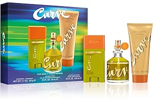 Curve for Men 3 Piece Fragrance Gift Set, Deodorant, Aftershave Balm & Cologne, Spicy Woody Magnetic Scent for Day or Night, 2.5 fl oz