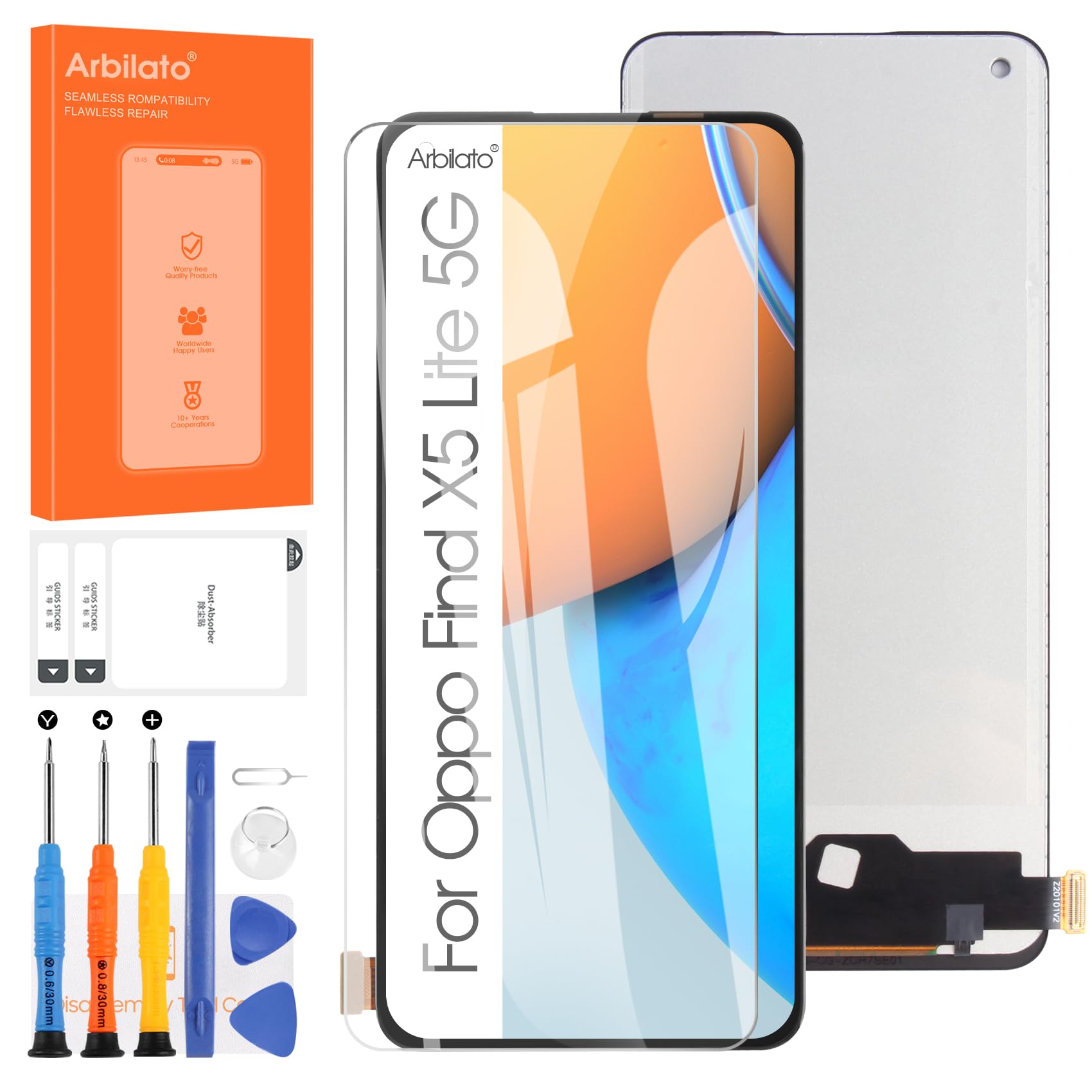 Arbilato Screen Replacement for Oppo Reno7 5G CPH2371 LCD Display Touch Digitizer Glass Assembly for Oppo Find X5 Lite 5G LCD Screen with Kit(Black)