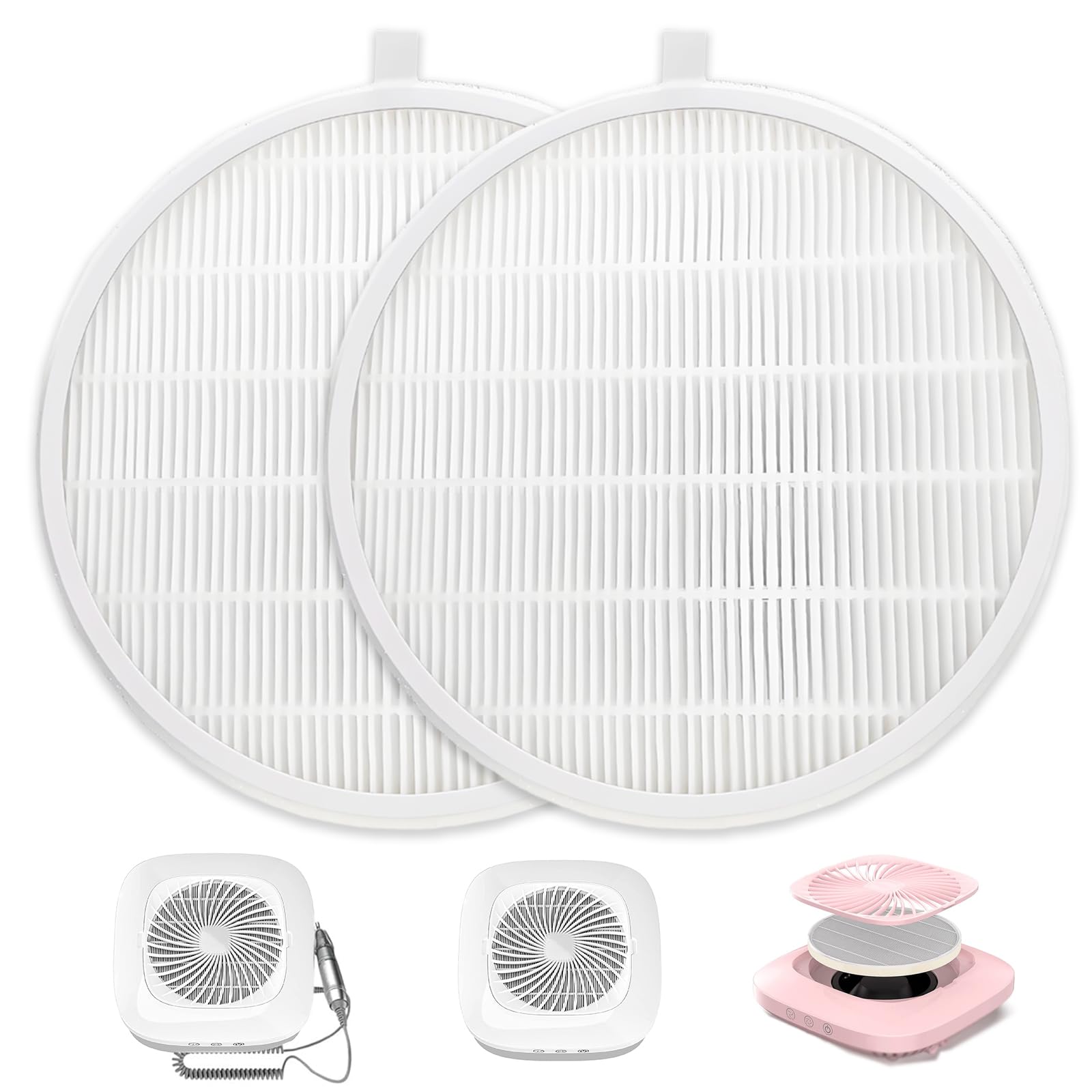 Photo 1 of Nail Dust Collector Filter, Replacement Filters Compatible with MelodySusie Nail Dust Collectors Models SPro/XC320J Reusable Dust Filter for Nail Dust Vacuum Machine, Nail Salon, Home Use - 2 pack