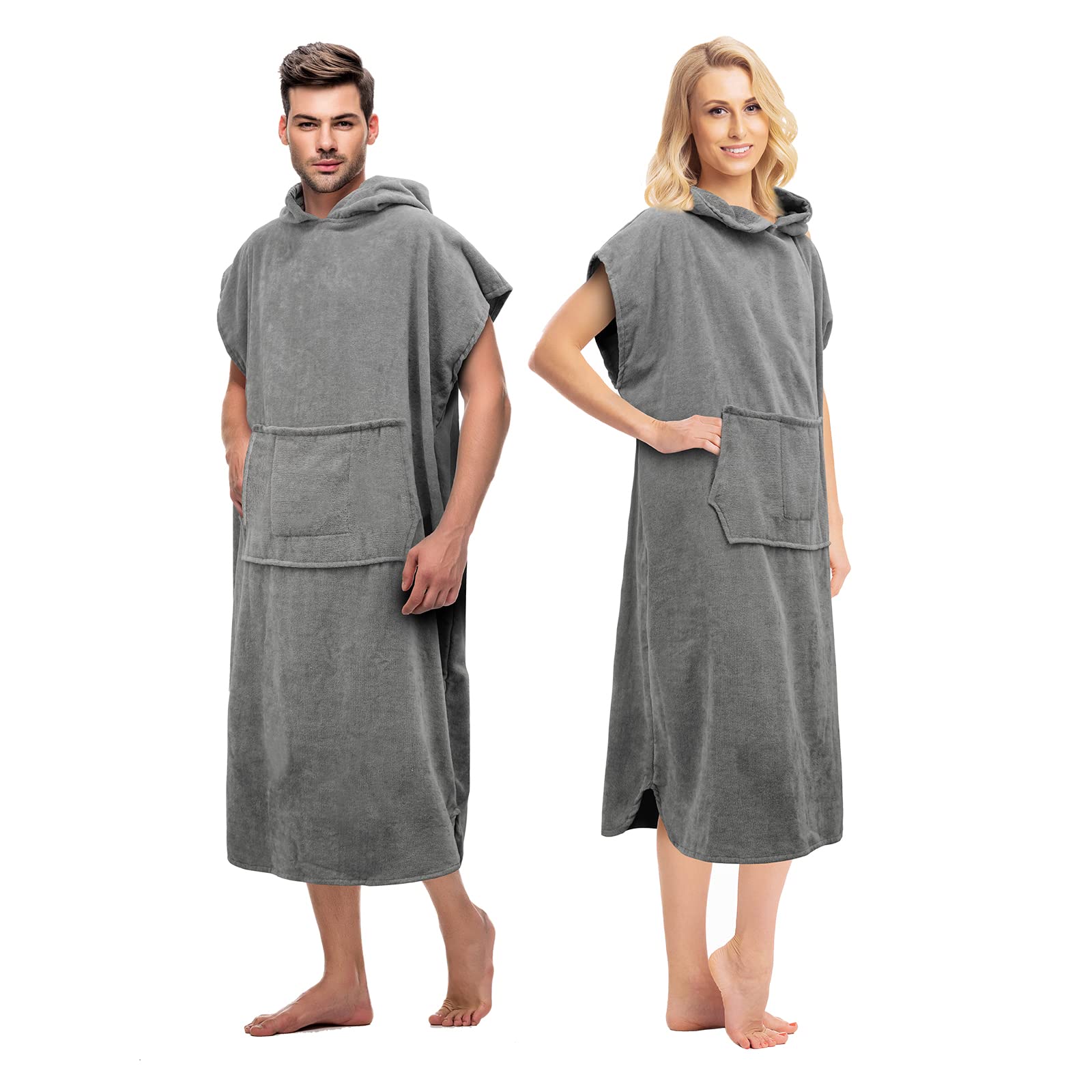 FAB-ON UK Poncho Towels Changing Robe for swimming Outdoor, Beach Light Weight 100% Cotton Changing Towel with Pockets, Hooded Surf Poncho for Men Women after Swimming
