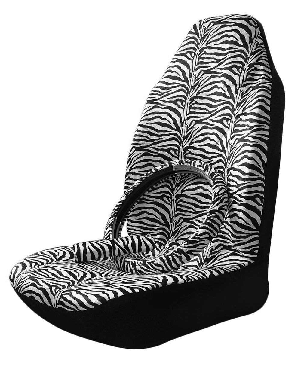 Plush Front Seat Covers Universal Zebra Cloth Seat protection Cover with Steering Wheel Cover Seat Belt Cover