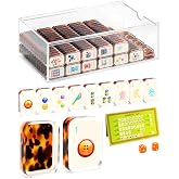 AzulHome American Mahjong Set, 160 Tortoise Shell Tiles, 1.3" Large | Stylish Acrylic Tiles, Easy-to-Read Markings, Dice &amp; Storage Case, Perfect for Mahjong Nights, Clubs, Gatherings &amp; Gifting