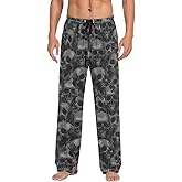 BOENLE Men's Pajama Pants Skulls Black Sleep Bottoms Lounge Sleepwear Pockets Drawstring