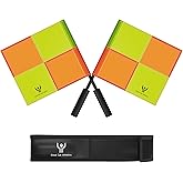Great Call Athletics | Soccer Referee Flag Pro Set With Case | Water Proof Assistant Linesman Yellow Orange Checker Style