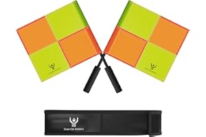 Great Call Athletics | Soccer Referee Flag Pro Set With Case | Water Proof Assistant Linesman Yellow Orange Checker Style