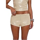 MakeMeChic Women's Sequin Sparkly Mini Shorts Low Waist Rave Party Hot Pants