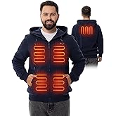 HENNCHEE Heated Hoodies for Men Women with Battery Pack, Zip Up Hooded Sweatshirt, Heating Jacket Unisex Hunting Fishing