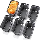 PIEMEET 6 Pack Mini Loaf Pan, Carbon Steel Baking Bread Pan, 6.1 x 32.5 x 1.87 In Small Banana Bread Tins, Non-Stick Meatloaf Pans for Oven and Baking (Black)
