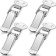 Hotop 4Pcs Latch Spring Loaded Toggle Latch Stainless Steel Catch Hasp Clamp Clip Lock for Tool Box Cabinet, Wooden Case, Jewelry Box, Chest