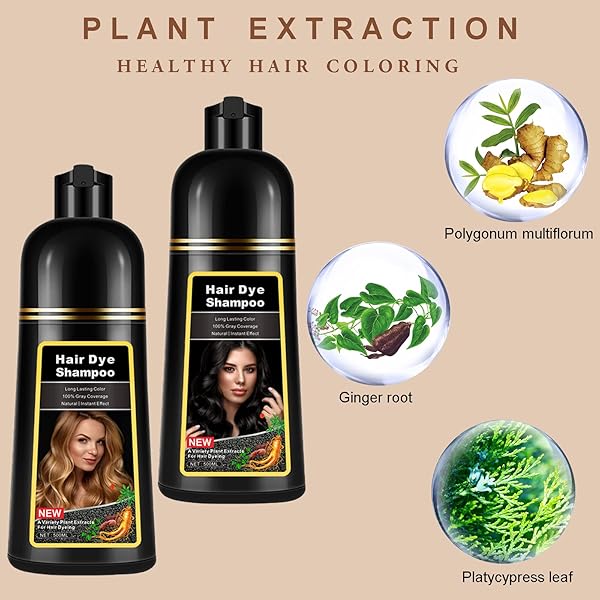 NATURAL CHESTNUT BROWN HAIR DYE SHAMPOO 3 IN 1 FOR 100% GRAY HAIR COVERAGE, INSTANT HERBAL INGREDIENTS HAIR COLOR SHAMPOO FOR WOMEN MEN, HAIR DYE COLORING IN MINUTES 500ML