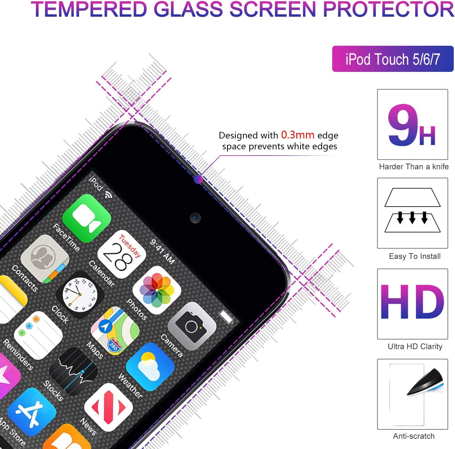 iPod Touch 7 Case, iPod Touch 6 Case, iPod Touch 5 Case with Tempered Glass Screen Protector [2 Pack],LeYi Military Grade Phone Case with Car Mount Kickstand for Apple iPod Touch 7th/6th/5th Gen Red