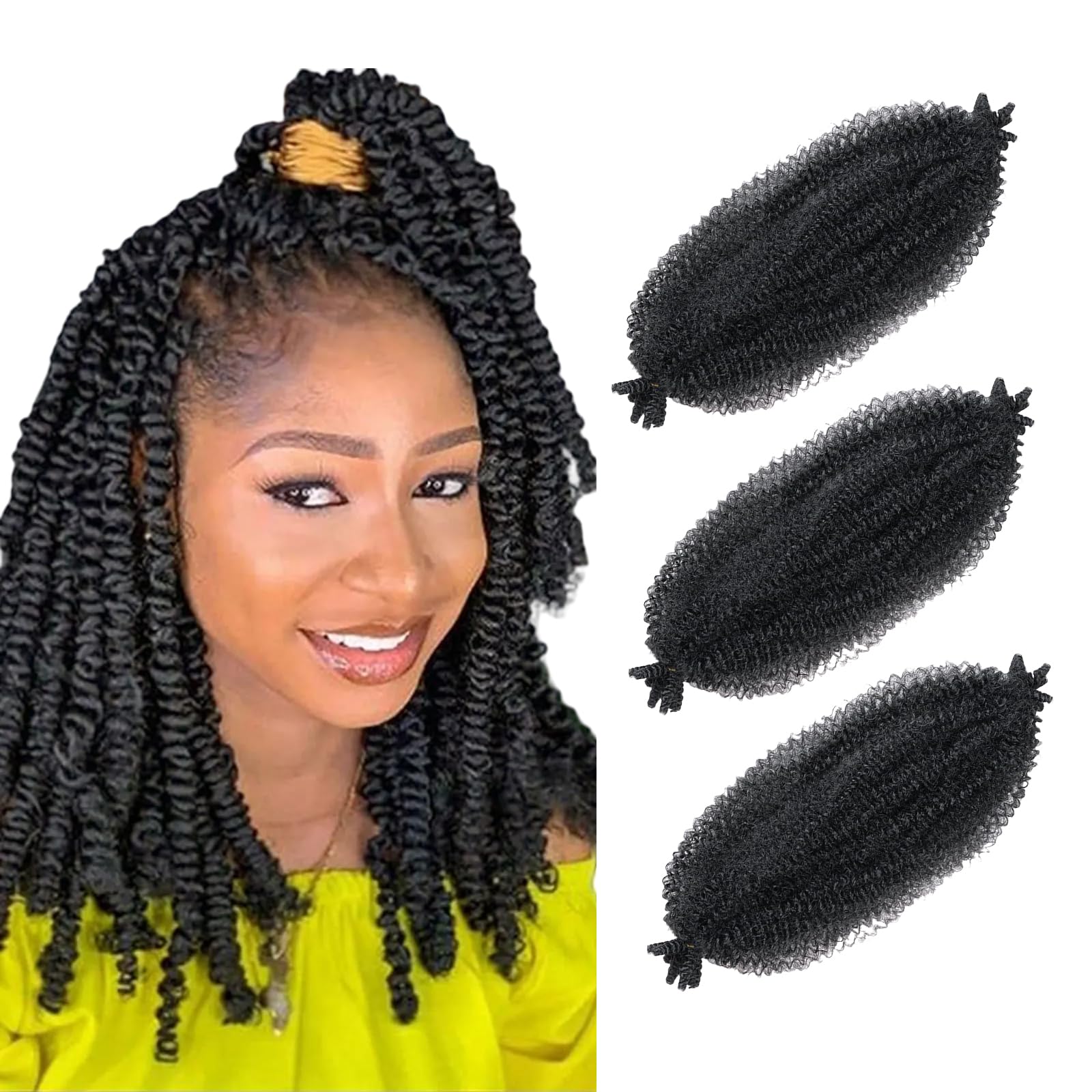 Afro Twist Braiding Hair 24 Inch 3 Packs Pre Separated Springy Marley Braids for Faux Locs Crochet Hair Pre FluffedTwist Extensions