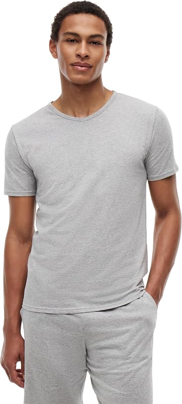 T-Shirts Manches Courtes Lot de 3 Homme Stretch Col en V, Multicolore (Black/White/Grey Heather), M — photo 8 sur 8