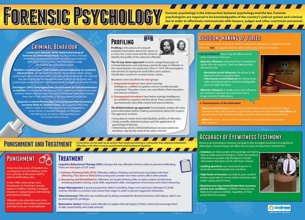 Daydream Education Forensic Psychology | Psychology Posters | Laminated Gloss Paper measuring 850mm x 594mm (A1) | Psychology Charts for the Classroom | Education Charts