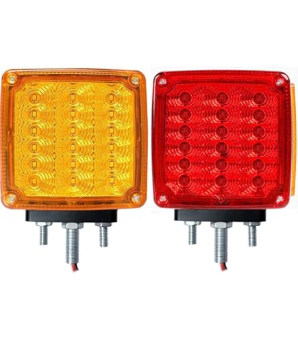 2pc Amber/Red 51 LED Double Face Stud Mount Pedestal Fender Stop Turn Tail Light - Foto 9