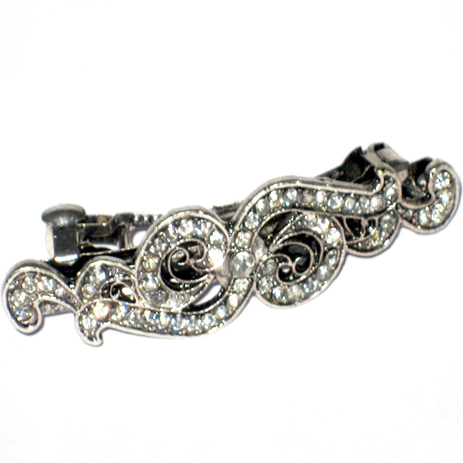 6.5 cm Vintage/Antique Crystal/Diamante Swirl Design Hair Barrette/Hair Clip/Hair Slide