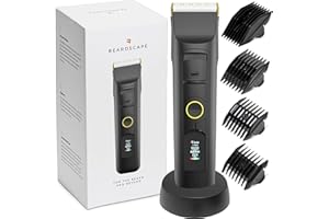 Brio Beardscape V2 Beard Trimmer for Men Professional with Low Friction Ceramic Blade, Cordless Professional Hair Trimmer for Barbers with 4 Hrs of Long Battery Timing, Ideal for Beard & Body (Black)