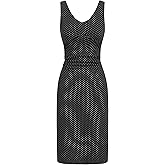 CIDER Polka Dot Bodycon Cocktail Dresses Sleeveless V Neck Midi Dress