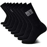 Calvin Klein Mens Crew Socks - 8 Pack Stretch Performance Cotton Blend Cushioned Crew Cut Athletic Socks for Men (Size: 7-12)