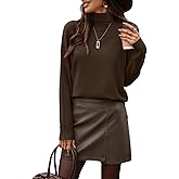 Women's 100% Wool Turtleneck Sweater Oversized Dropped Shoulder Long Sleeve Knit Pullover Fall Winter Classic Comfort