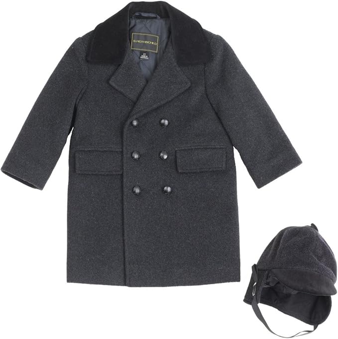 Rothschild Toddler Boys Wool Blend Long Peacoat W/Hat 4T