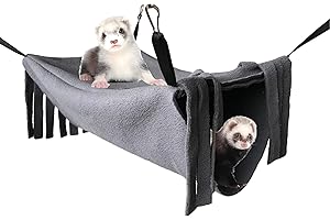 Vedem Guinea Pig Ferret Fleece Bunkbed Hammock Small Animals Cage Hanging Tunnel Hideout for Rat, Chinchilla, Squirrel (Dark Grey)