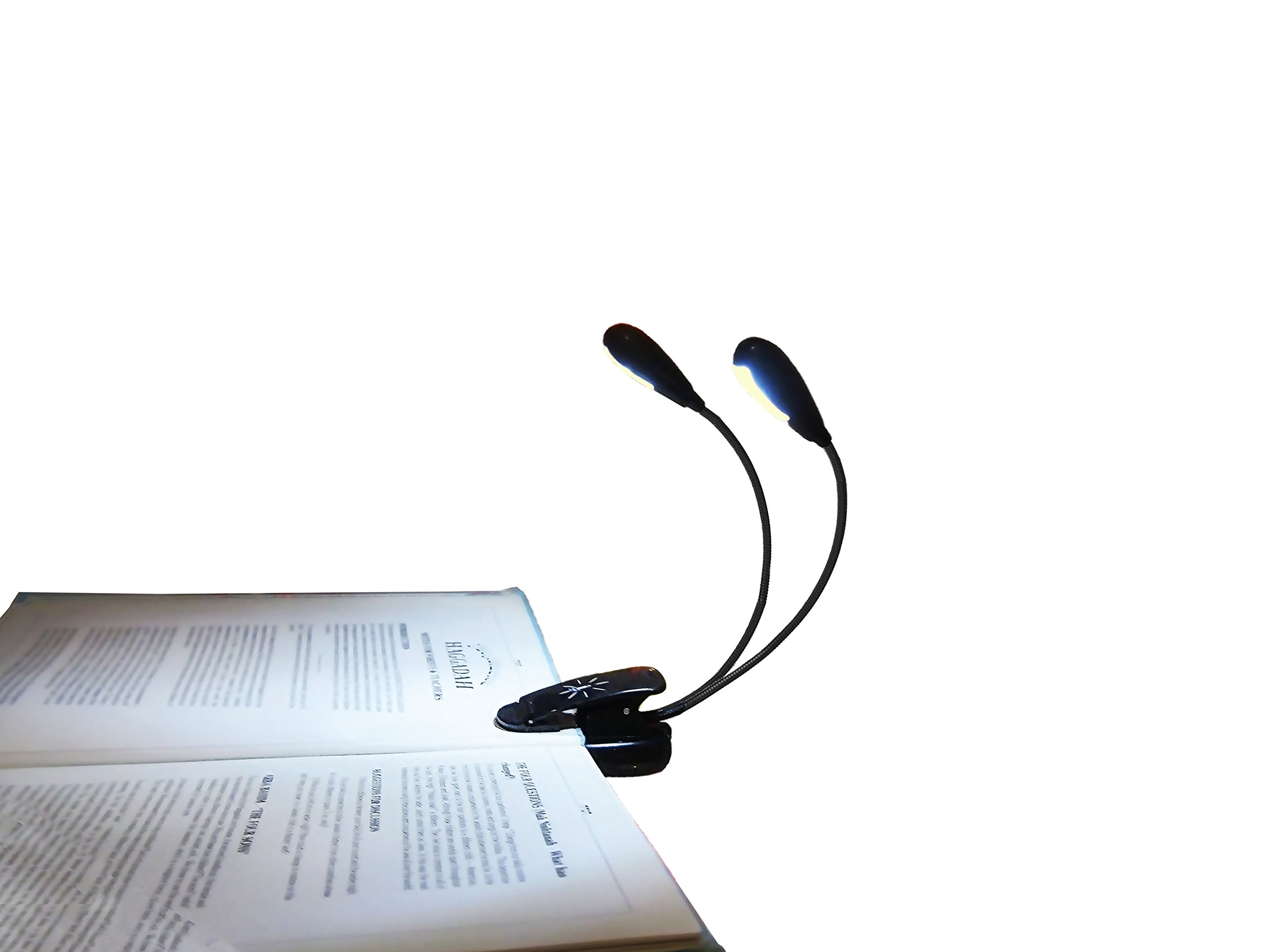 iLight Rechargeable Eye-Care Warm Book Light, Clip On Bed Reading Light, Music Stand Lamp, 8 LED, 5 Brightness, 2 Goosenecks Light Up 2 Full Pages. Perfect For Bookworms, Reading, Working or Studying