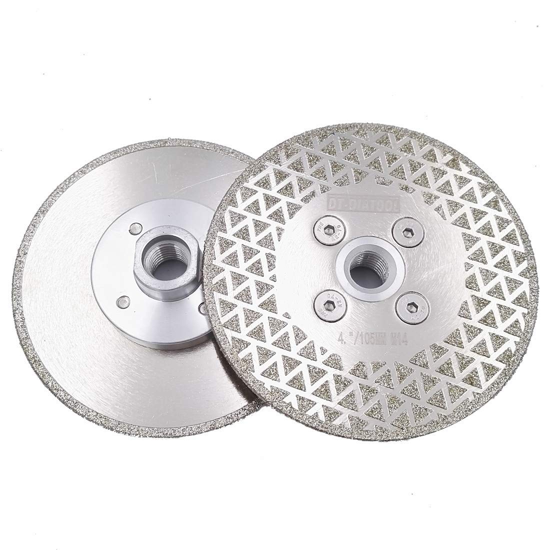 DT-DIATOOL Diamond Cutting and Grinding Discs 2PCS 4 Inch / 105mm x M14 Single Side Coated Electroplated for Granite Tile Marble Stone — image 1