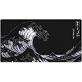 Large Mouse Pad Dark Great Wave Anime Mouse Pad Large Gaming Mousepad Galaxy Print Desk Mat with Non-Slip Rubber Base Smooth Surface Stitched Edges for PC Gamer Office 29.5x15.7in