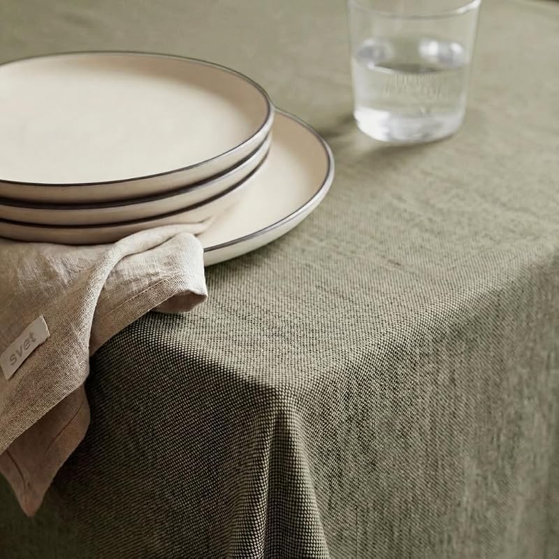 Mantel Antimanchas Tacto Tela Extrasuave, Mesa Rectangular, Algodón Impermeable, 140 x 180 cm (Liso, Verde)