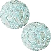 i-lan 2-Pack 13" Mother of Pearl Charger Plates – Shell-Inlaid Wooden Platters for Dining, Party & Luxury Décor – Elegant Dinnerware Placemats, Ideal Housewarming or Holiday Gift