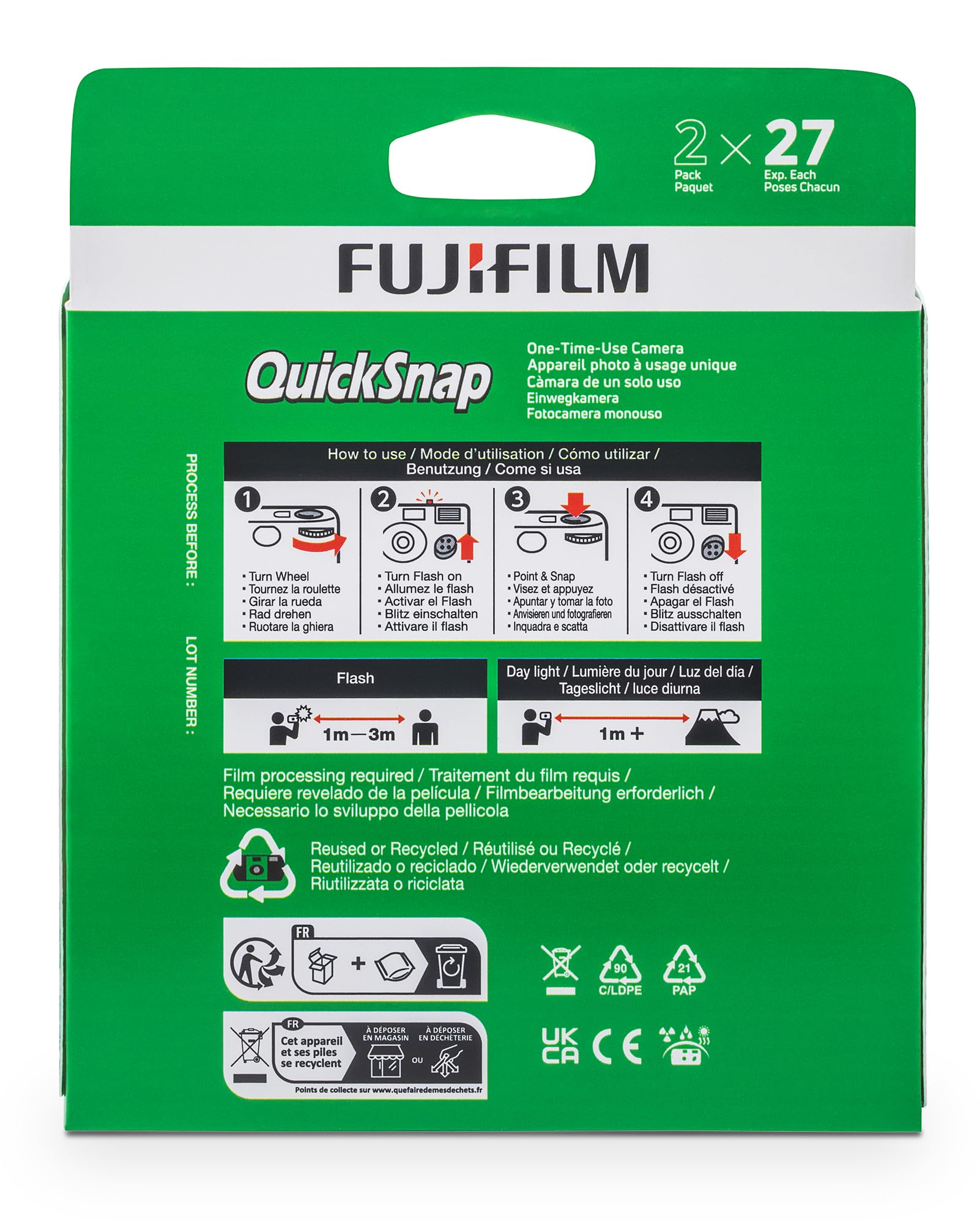 Fujifilm QuickSnap Flash 400 One-Time-Use Camera - 2 Pack