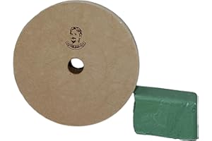 TAMROD HOLDINGS LLC 3" Leather Stropping and Polishing Wheel for Bench Grinders W/ 10mm Arbor (3/4" Wide, 10mm Arbor), Buffing Compound Included (Green Compound)