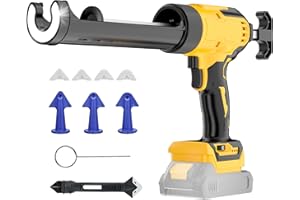 FUNNYWHALE Cordless Caulking Gun Compatible With DeWalt 20V Max Battery(NO Battery)10 Oz Electric Caulking Gun with Anti-Drip,Auto Retract,LED Light,6 Speed for Filling, Sealing, Repair