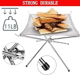 tifee Portable Fire Pit 16.5in Folding Stainless Steel Mesh with Gloves Bag view 3