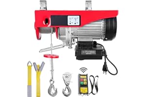Uargd Electric Hoist with 440lbs Capacity, 480W 110V Steel Wire Winch, Wireless Remote Control, 40ft Single Cable Lift Height