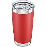 Orebigo 20 oz Tumbler with Lid Stainless Steel Double Wall Vacuum Insulated Tumblers Powder Coated Cups Travel Mug Keep Drinks Cold and Hot, Wine Red