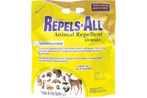 Bonide Repels-All Animal Repellent Granules, 6 lbs. Ready-to-Use Deer & Rabbit Repellent, Deter Pests from Lawn & Garden