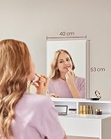 VASAGLE White Makeup Vanity Dressing Table with Large Mirror 2 Drawers 3 view 4